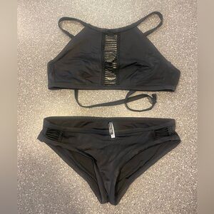 Adore Me Black High-Neck Lace-Front Bikini